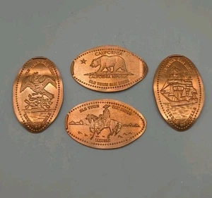 FIESTA DE REYES - CASCO ANTIGUO Juego de 4 centavos de cobre prensados alargados SAN DIEGO, CA - Imagen 1 de 2