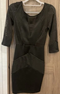 NWT Mystic Los Angeles Womens Long Sleeve Round Neck ZIP Back Black Dress Small - Picture 1 of 10