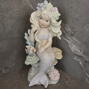 Coral Kingdom Athena 1993 Enesco Mermaid Figurine 9" Clown Fish Fantasy EUC - Picture 1 of 16