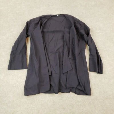 James Perse Suéter Mujer 2 Negro Frente Abierto Fluido Cárdigan Algodón Ligero Foto 1 de 4