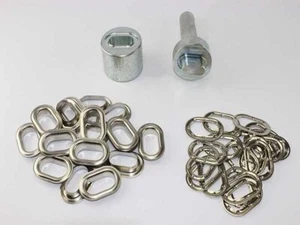 Zestaw owalnych oczek Stempel wbijany 42 x 22 mm + 20 owalnych oczków Nikiel Stempel oczkowy Ciężarówka - Zdjęcie 1 z 2