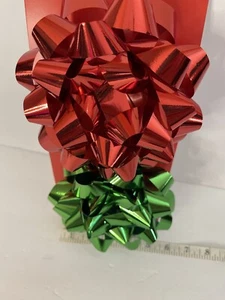*New*Hallmark Inspirations Large 2 Count Red & Green Peel Bows, Metallic - Picture 1 of 6
