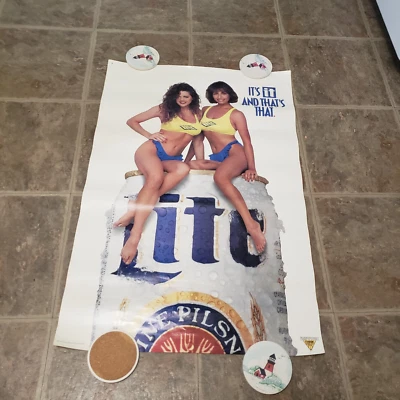Póster de cerveza Miller Lite vintage 33x22 Art Man cueva bar decoración cerveza años 90 cerveza Foto 1 de 4