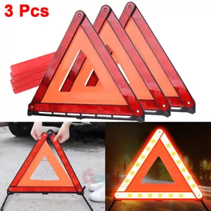 3PCS Car Tripod Folded Stop Sign Reflector Emergency Warning Triangle Safety - Picture 1 of 12