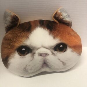 Calico Kitten Face Ears Head Photo Real Plush Throw Toss Pillow mint EUC