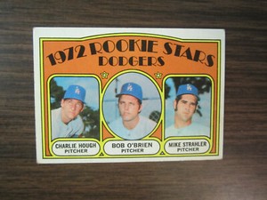 1972 Topps # 198 Charlie Hough Bob O'Brien Mike Strahler Card (B25) Dodgers