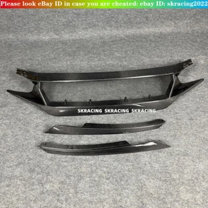 Carbon Fiber Front Grille Fit 2016-21 Honda Civic 10th Gen FK8 Type R T-R Style - Picture 1 of 11