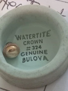 Genuine Sighned "Bulova" Watch Crown Vintage Part #324 Gold Tone~Watertite - Picture 1 of 2