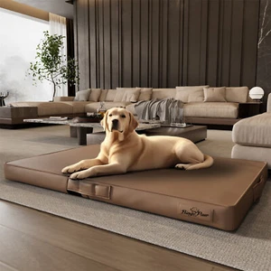 Waterproof Leather Orthopedic Dog Bed Padded Pillow for Extra Large Breed Dogs - Picture 1 of 21