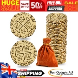 Metal Pirate Coins, Prefdo 35PCS X Large Gold Treasure Coin Set Spanish Doubloon - Picture 1 of 7