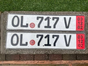 2x GERMANY OLDENBURG EXPORT 2002 WITH AREA SEAL # OL 717 V RARE LICENSE PLATES - Picture 1 of 1