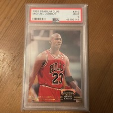 MICHAEL JORDAN 1992 TOPPS STADIUM CLUB NBL TRADING CARD #21 PSA RATED MINT 9