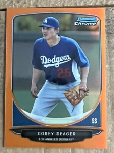2013 COREY SEAGER BOWMAN CHROME ORANGE REFRACTOR MINI PROSPECT /15 #290 RANGERS