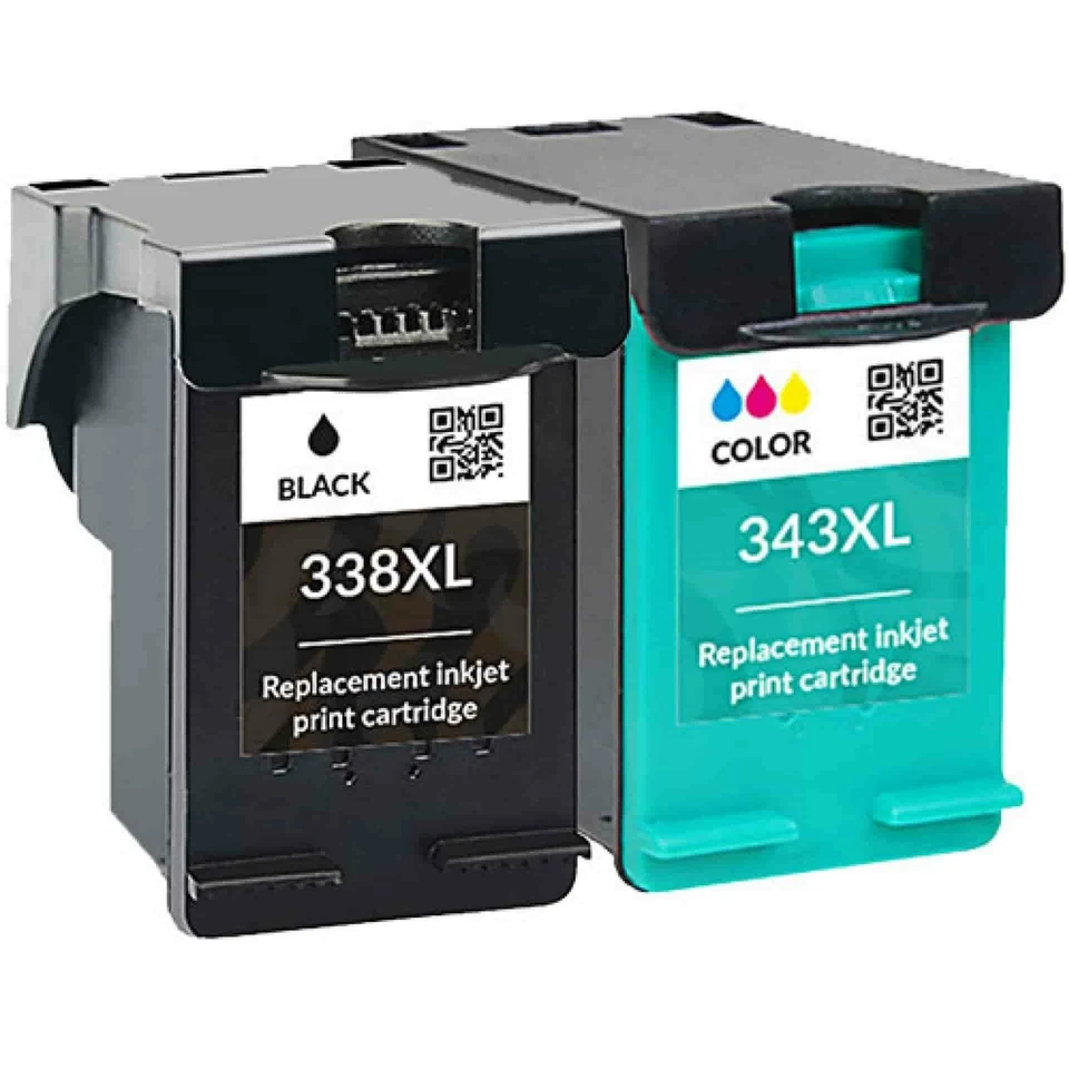 TONERSSHOP Kit 2 Cartucce HP338 HP343 Compatibili Per Hp Photosmart C3180 Deskjet 5740