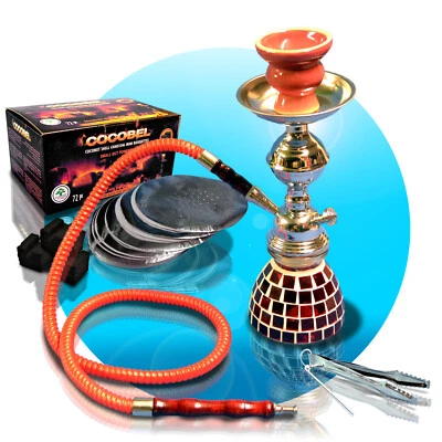 Shisha Wasserpfeife Hookah Rot SET + Zubehör wählbar Mosaik 27cm Schlauch Champ - Bild 1 von 2