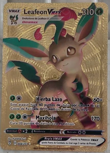 Pokemon Leafeon Vmax Portuguese Gold Foil Fan Art Card - Picture 1 of 2