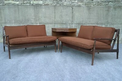 Mid Century Danish Modern Fox Manufacturing Sectional Love Seat Sofa - Image 1 of 4