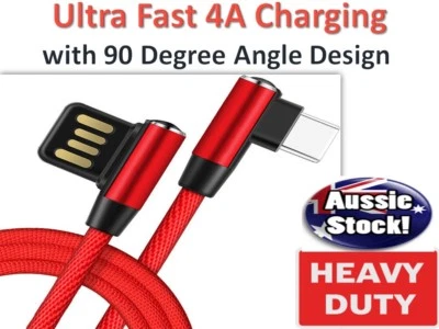 Micro USB Fast Braided 90° Degree Right Angle Data Charging Android Cables - Image 1 of 4