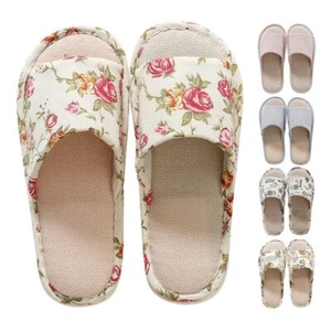 Men Women's Soft House Indoor Slippers Open Toe Cotton Slip on Home Shoes USA - Picture 1 of 17