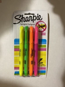 New 4 pk Assorted Colors SHARPIE HIGHLIGHTER Smear Guard MARKERS Narrow Chisel - Picture 1 of 2