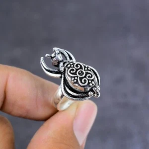 Anello veleno pietra preziosa fatto a mano argento sterling 925 regalo anello gioiello misura 8 V096 - Foto 1 di 8