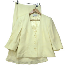 Minuet Yellow Viscose Blend 2 Piece Skirt Suit Women Jacket 14  & Dress 14