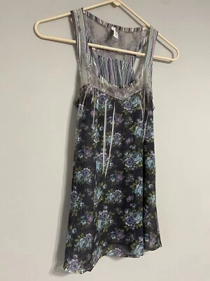 Full Tilt Colorful Sheer Floral Sleeveless Top womens XS - Image 1 of 4