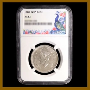 British India 1 Rupee, 1944L (Lahore) NGC MS 62 King George VI 4437582-039 - Picture 1 of 2