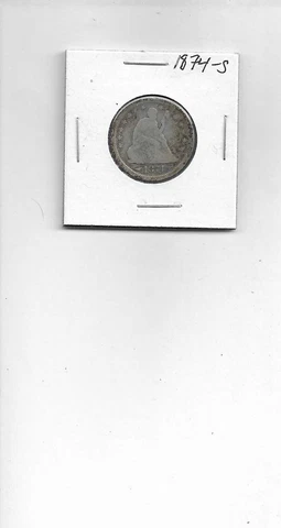 1874-S 90% Silver Seated Liberty Quarter Dollar! #2Q22-42 Cover