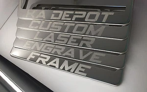 Polish Stainless Steel Frame Custom Wording Laser Engrave License Plate Audi Bmw - Picture 1 of 12