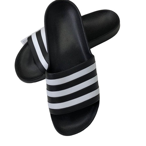 ADIDAS ADILLETTE AQUA da uomo slide nere laterali 10 nuove con etichetta