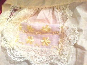 Medio delantal amarillo con cordones mezcla de algodón 18" x 30" vintage - Imagen 1 de 4