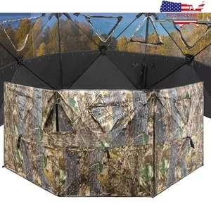 One Way See Through Camouflage Hunting Blind Pop Up Tent 3 Sided Portable New - Picture 1 of 8