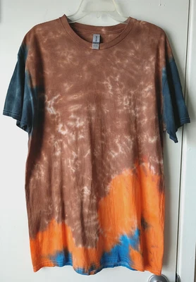 Camisa tingida de gravata feita à mão unissex masculina feminina tamanho G algodão hippie Gildan (T042) - Imagem 1 de 3