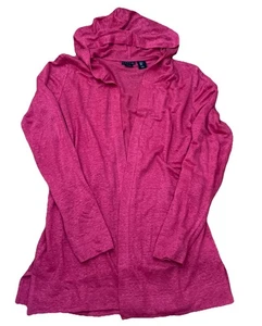Cárdigan Tahari Sudadera con Capucha Suéter Frente Abierto Ligero Lino Baya Talla Mediana - Imagen 1 de 9
