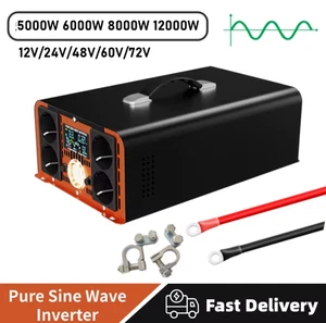 8000W 12000W Max 12V 24V 48V 230V Reiner Sinus Spannungswandler Wechselrichter - Bild 1 von 28