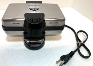 Hamilton Beach Stainless 2 Section Waffle Maker Model 26009 Tested And Works - Picture 1 of 12
