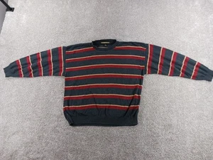 Maglione uomo nero inchiostro XXL nero righe rosse cotone acrilico maglia girocollo - Foto 1 di 9