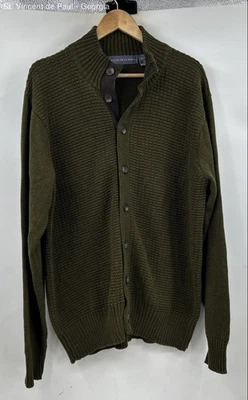 Cárdigan suéter tejido gofre verde oliva Oscar De La Renta para hombre L de gran tamaño Foto 1 de 4