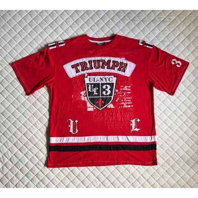 Camiseta Y2K Gráfica Triumph Roja Blanca Talla 3XL Como MMA Elite Southpole Ecko Unltd Foto 1 de 3
