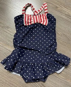 Nuevo sin etiquetas Traje de baño Gymboree bebé niña con volantes 6-12M, rojo blanco azul 4 de julio estrella lazo - Imagen 1 de 6