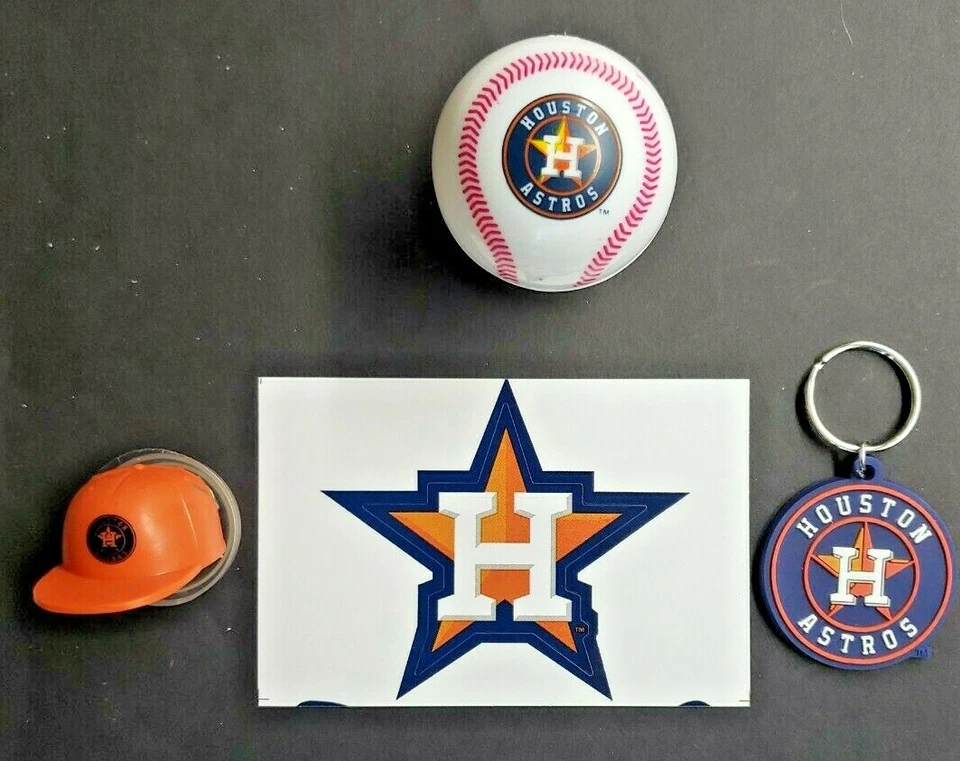 Houston Astros Baseball Vending Charms Lot of 4 Ball, Helmet, Key Chain 295 - Image 1 of 1
