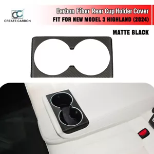 1pcs Real Carbon Fiber Rear Cup Holder Panel Trim For Tesla Model 3 Highland - Picture 1 of 7