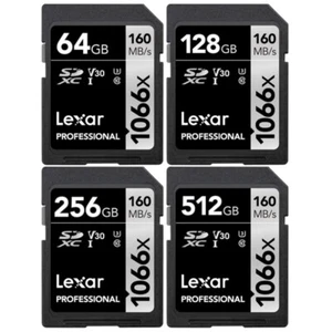 New Lexar Professional 1066x 64GB 128GB 256GB 512GB 1TB SD Card UHS-I U3 160MB/s - Picture 1 of 13