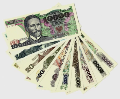 POLAND 10 20 50 100 200 500 1000 2000 5000 10000 ZLOTYCH Set 1982-1988 P-142-151 - Image 1 of 4