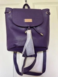 Monat Tasche Geldbörse LILA strukturiert Vinyl Quaste gefütterte Rucksack verstellbare Riemen - Bild 1 von 5