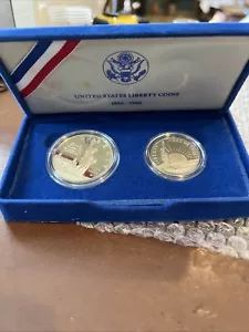1986 SS US Statue of Liberty Uncirculated 2 Coin Mint Proof Set - Silver Dollar - Picture 1 of 3
