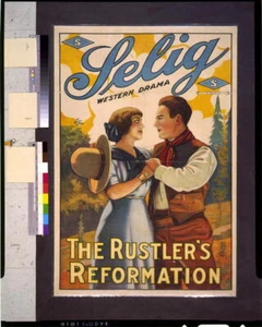Rustler's reformation,courtship,love,cowboys,motion picture poster,women,c1913 - Picture 1 of 1