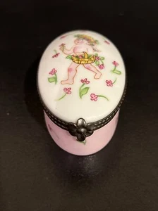 Limoges France ROCHARD Oval Hinged Trinket Box Artist Signed Hand Painted - Picture 1 of 9