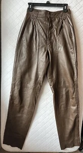 ECHT LEDER Leather Pants High Waisted SZ 38 Brown - Picture 1 of 17